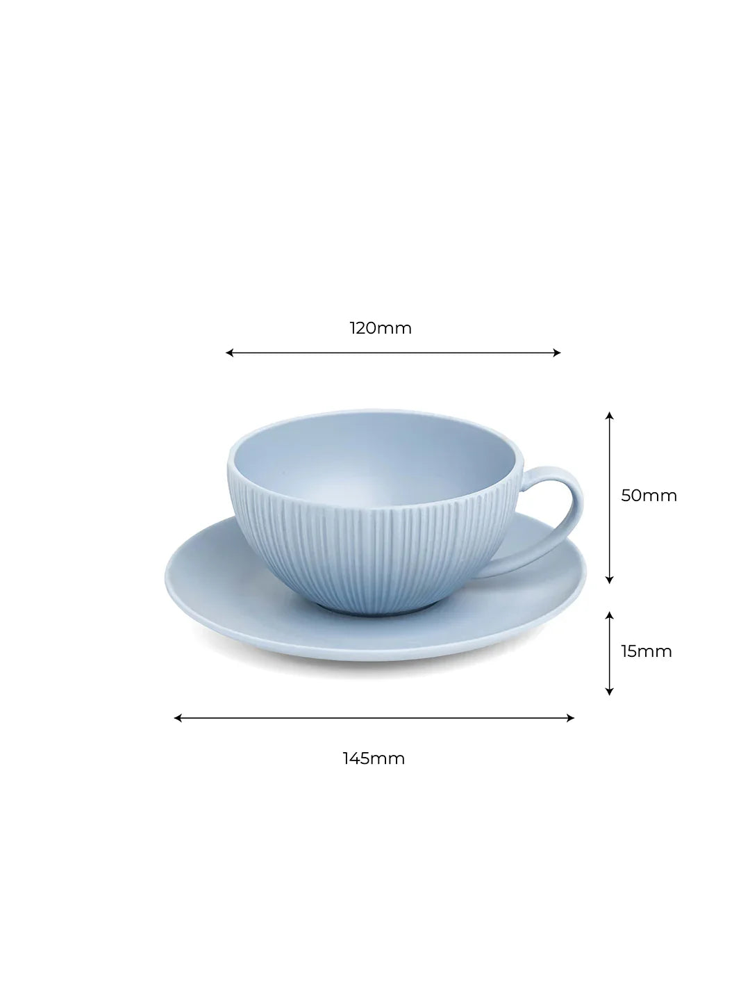 Vogue Coupe Fine Porcelain Cup &amp; Saucer Set of 4 – Sleek Contemporary Design for Tea &amp; Coffee - Vola Global
