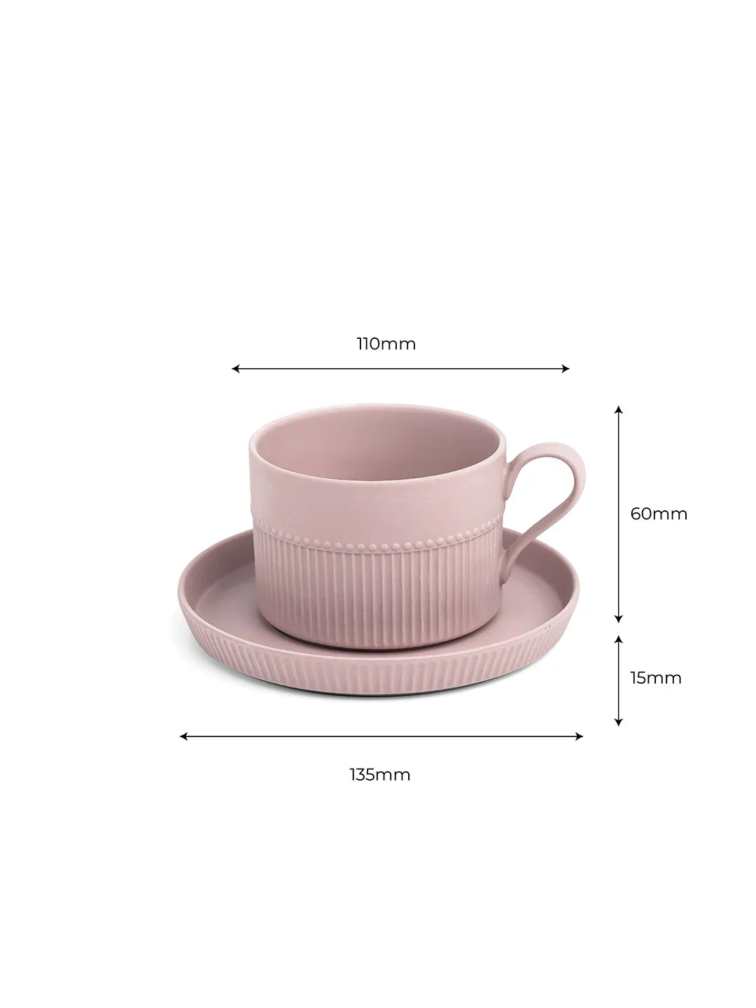 Vogue Stroke Fine Porcelain Cup &amp; Saucer Set of 4 – Artistic Brushstroke Design for Tea &amp; Coffee - Vola Global
