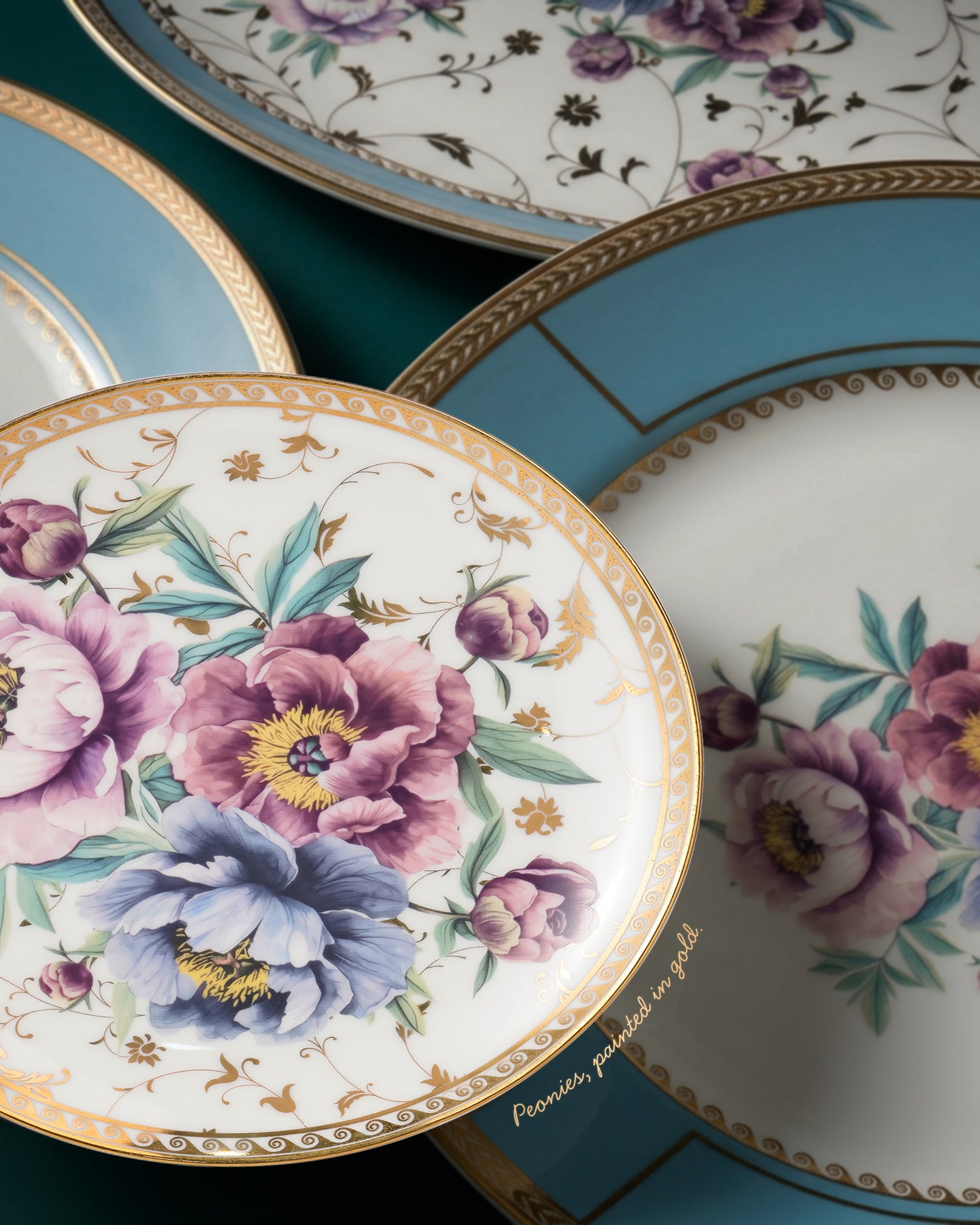 Peony 35-Pc Porcelain Dinner Set | 24K Gold Legacy Edition