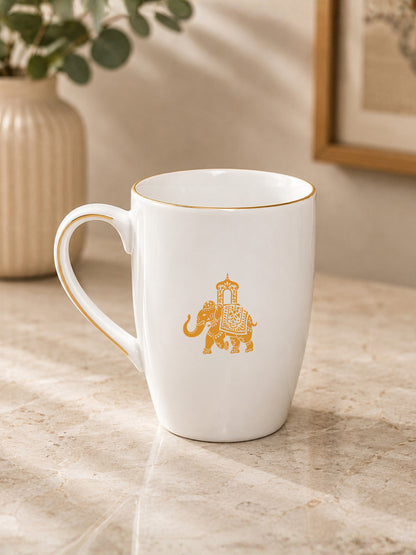 Gaj Porcelain Coffee Mug Set of 2 | 230ml Elephant Design