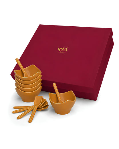 Bloom Vegas Fine Porcelain Dessert Set with Gold Detailing - Set of 6