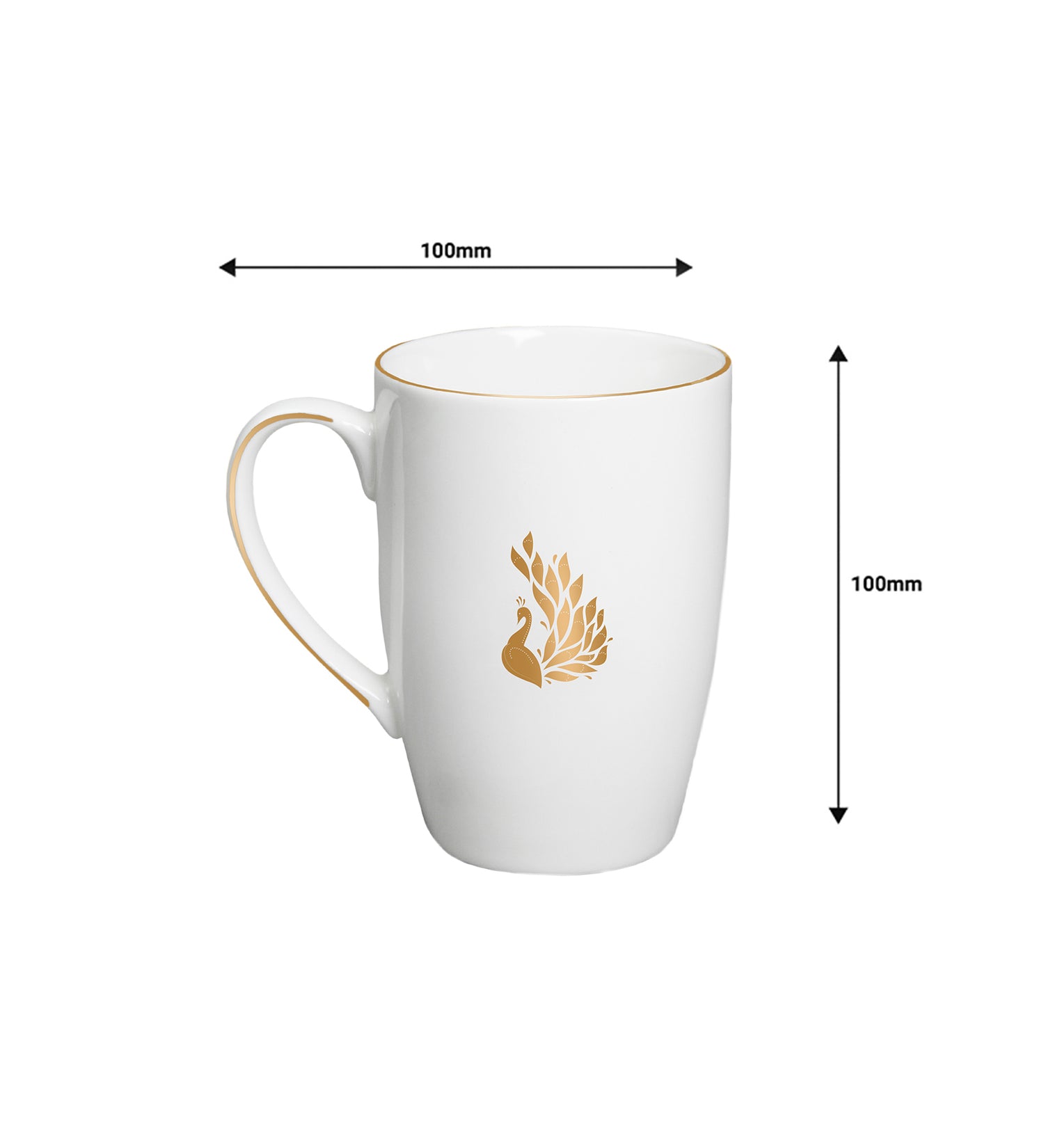 Myur Mug Set of 2 | Premium Porcelain Mugs with Gold Rim &amp; Motif