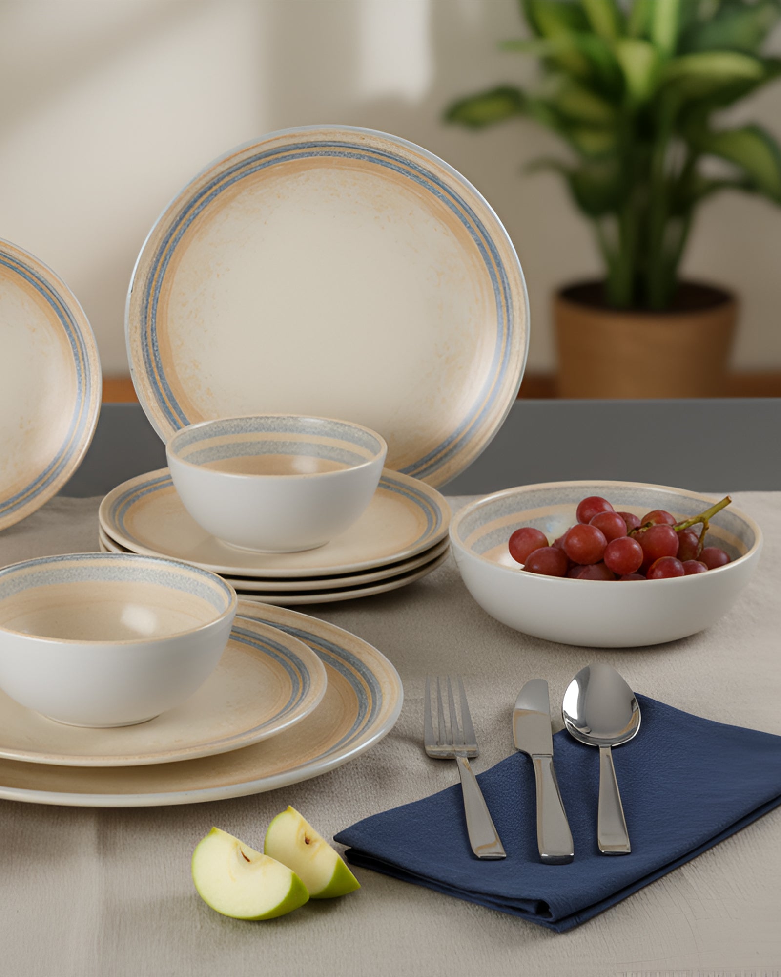 Pixel Solace Porcelain Dinnerware Set of 33 | Earth Tones