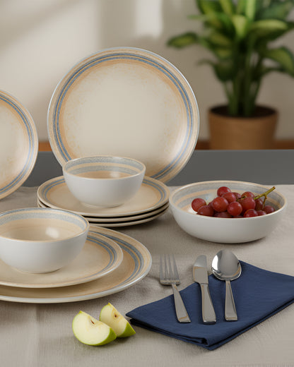 Solace Fine Porcelain Dinnerware Set of 33 – Soothing Earth-Toned Elegance for Everyday Dining