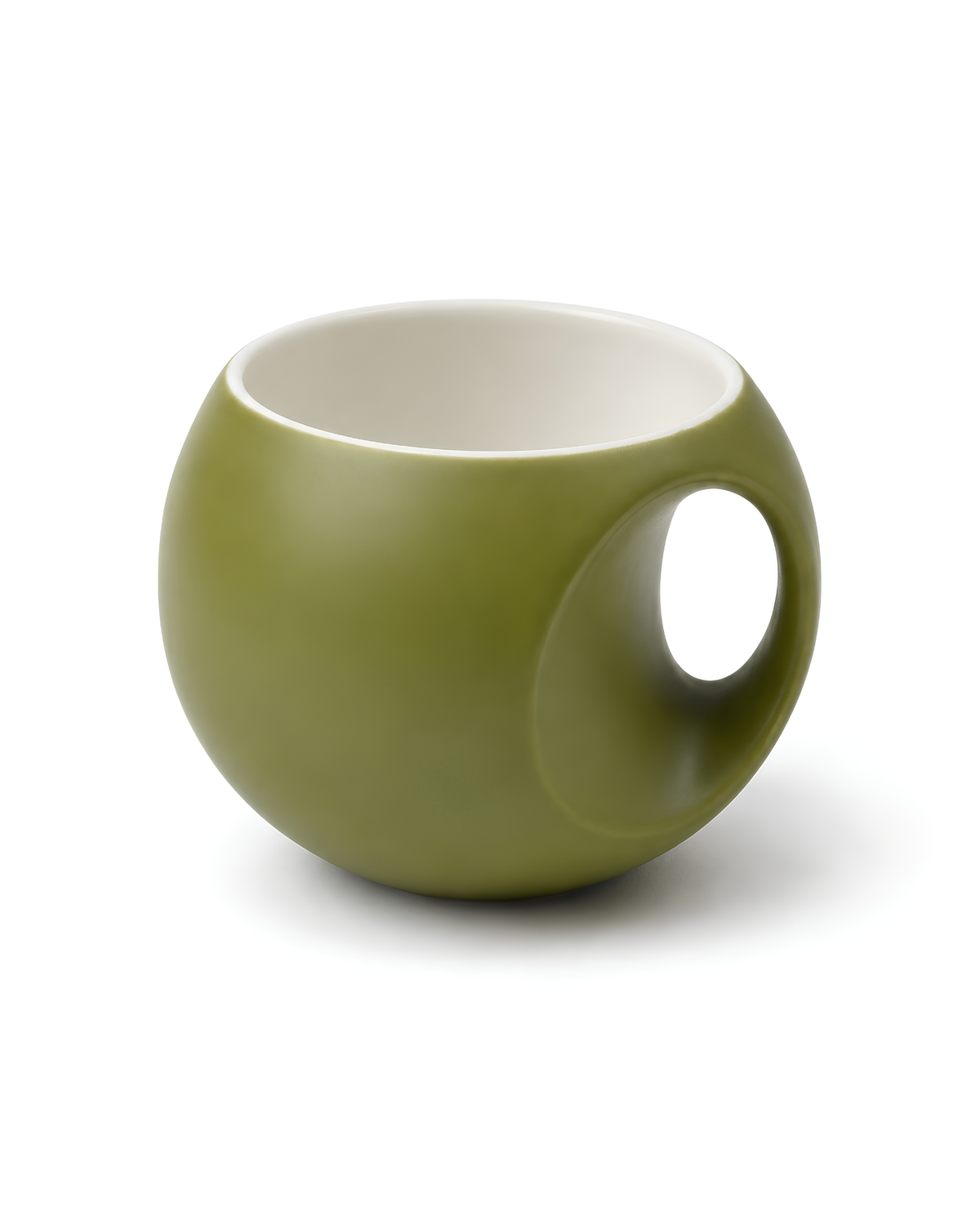 Apple Orb Mug - round fine porcelain coffee mug with comfort grip handle