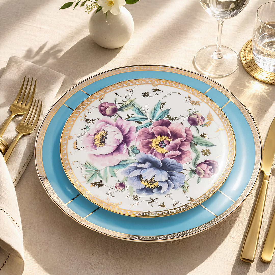 Peony 35-Pc Porcelain Dinner Set | 24K Gold Legacy Edition