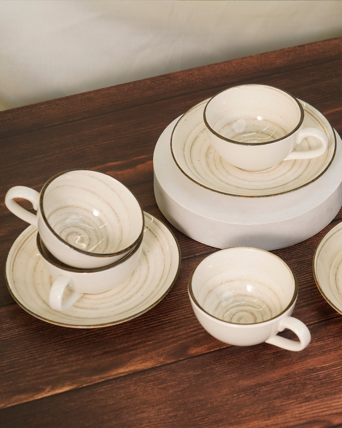 Pixel Collection Cookie Delight Brew Set – 12 Pc Porcelain Tea Cup &amp; Saucer Set (200ml) | Elegant Tea Time Collection ||  SOVA