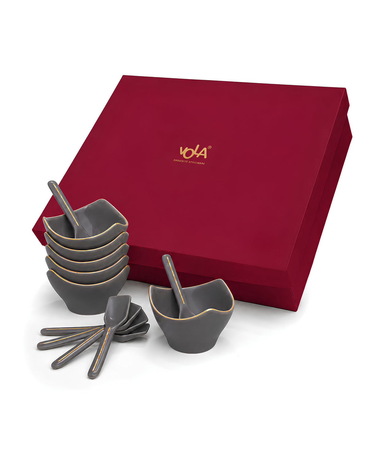 Bloom Vegas Fine Porcelain Dessert Set with Gold Detailing - Set of 6