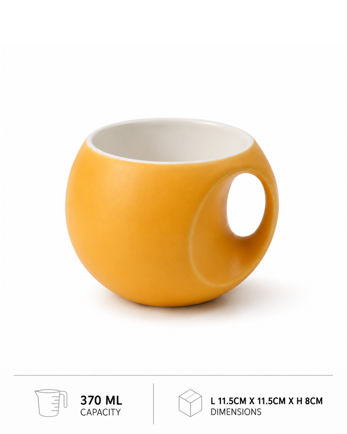 Orb Mug - Fine Porcelain Coffee Mug | Comfort Grip Design - 370ml