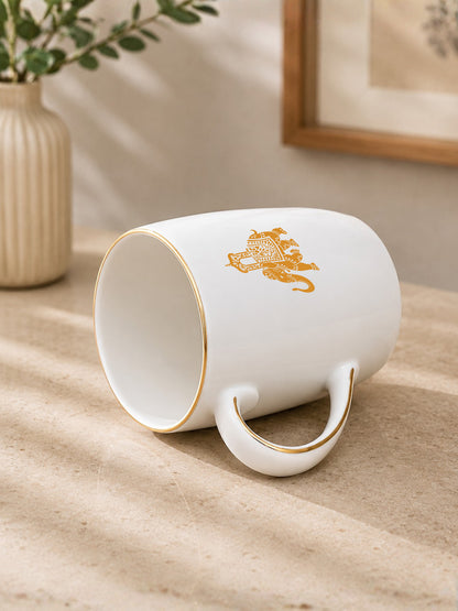 Gaj Porcelain Coffee Mug Set of 2 | 230ml Elephant Design