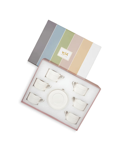 Vogue Stroke Fine Porcelain Cup &amp; Saucer Set of 12 – Artistic Brushstroke Design for Tea &amp; Coffee