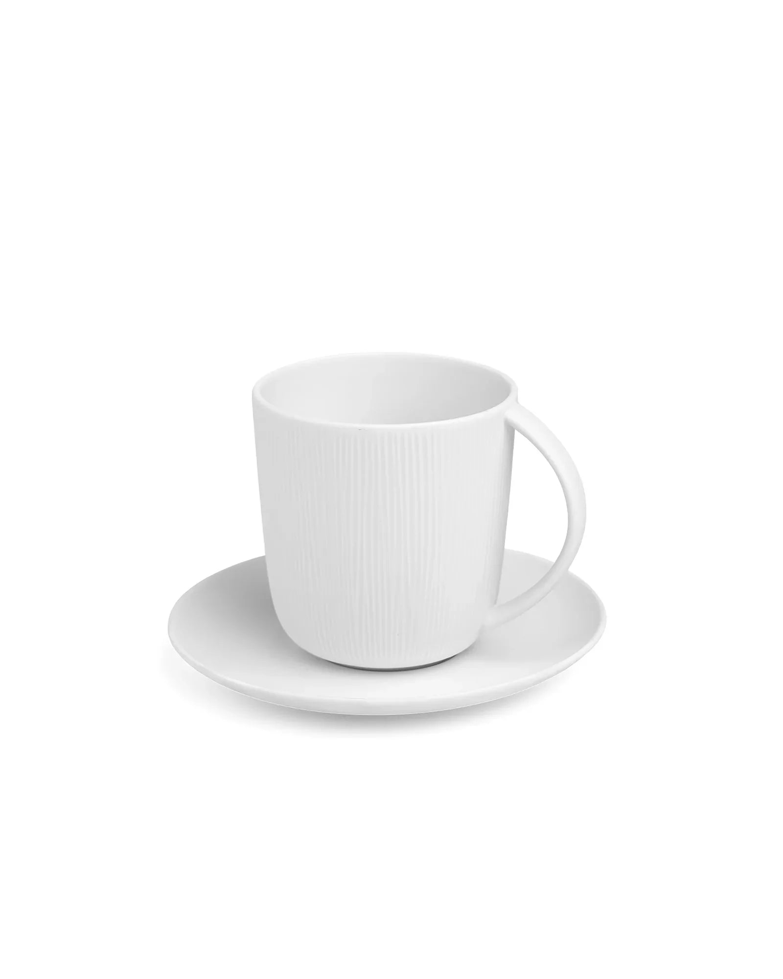 Vogue Conical Fine Porcelain Cup &amp; Saucer Set of 4 – Modern Tapered Design for Tea &amp; Coffee - Vola Global