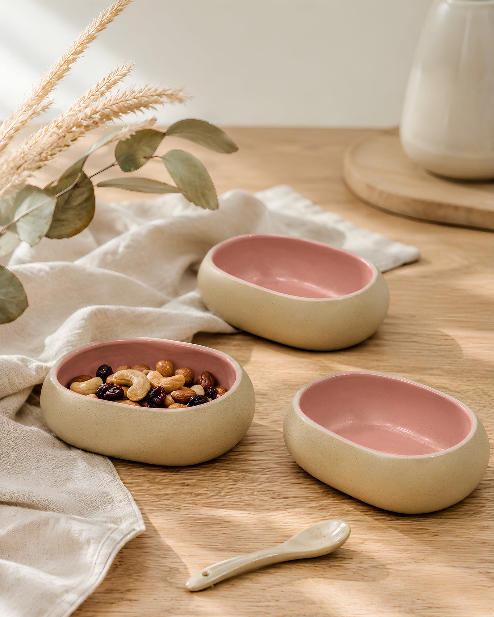 Earthen Soul Oval Set | 3 Oval Bowls | Earth Porcelain