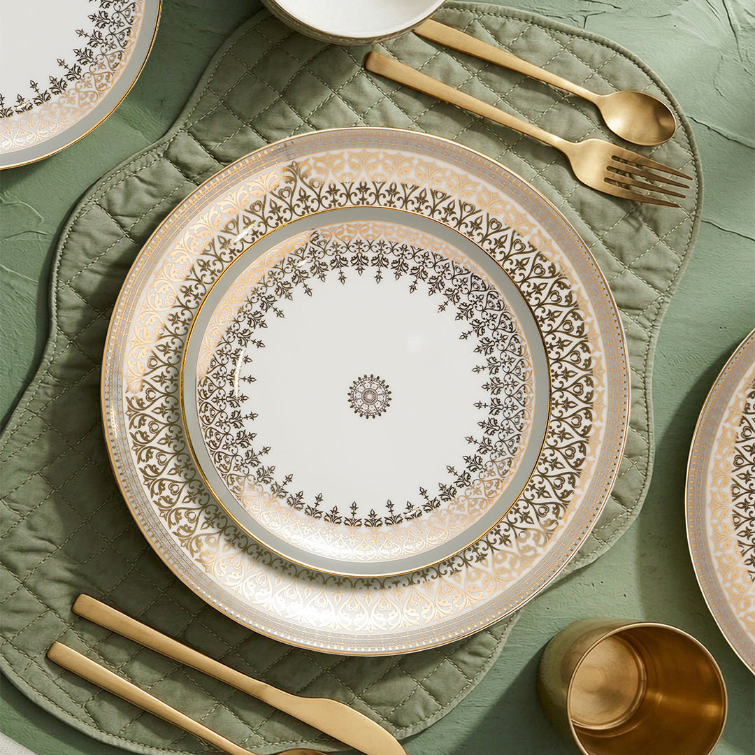 Shalimar 35-Pc Dinner Set | 24K Gold Mughal Arabesque