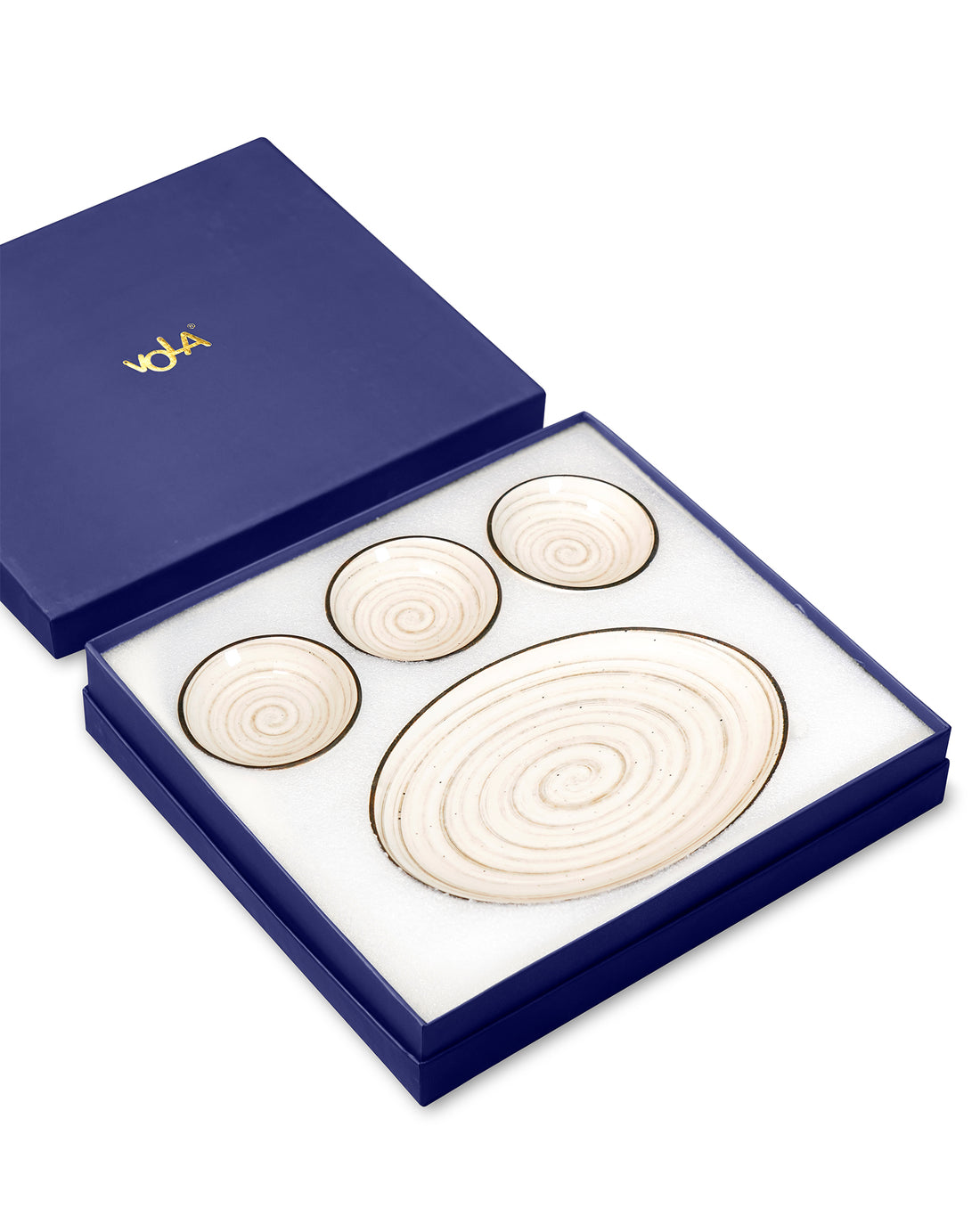 Pixel Collection Trio Bowls with Oval Platter – 4 Pc Premium Porcelain Serving Set