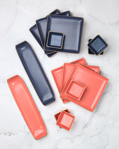 Strawberry Ice and Opaque Blue / Set of 6 || Bloom Vegas Soirée Combo Set - Elevate Your Table with Stylish Versatility