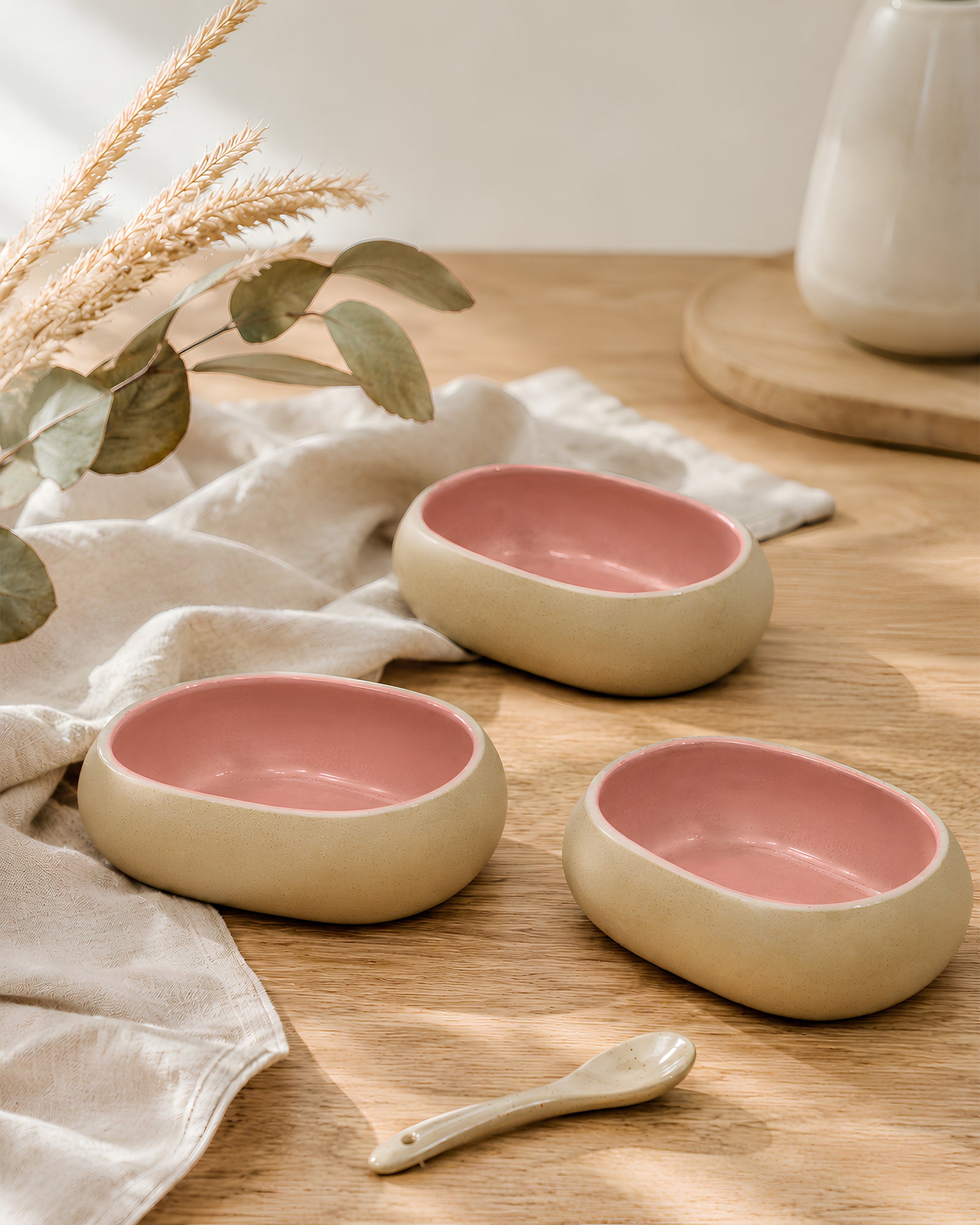 Earthen Soul Oval Set | 3 Oval Bowls | Earth Porcelain