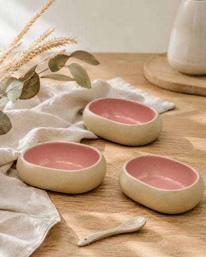 Earthen Soul Oval Set | 3 Oval Bowls | Earth Porcelain