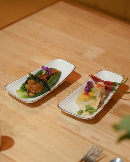 Vola Gaj Cookie Plate/Tray Set – 6 Pc Porcelain Plates | Platinum Rim | Elephant Motif | Ideal for Cookies, Snacks &amp; Gifting