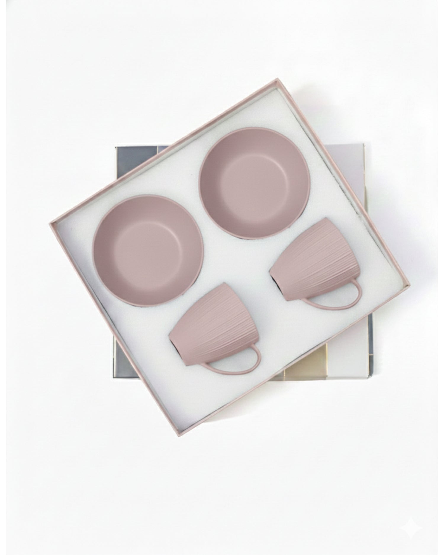 Vogue Collection 2 Diamond Mug &amp; 2 Coupe Bowl Set of 4 in Fine Porcelain