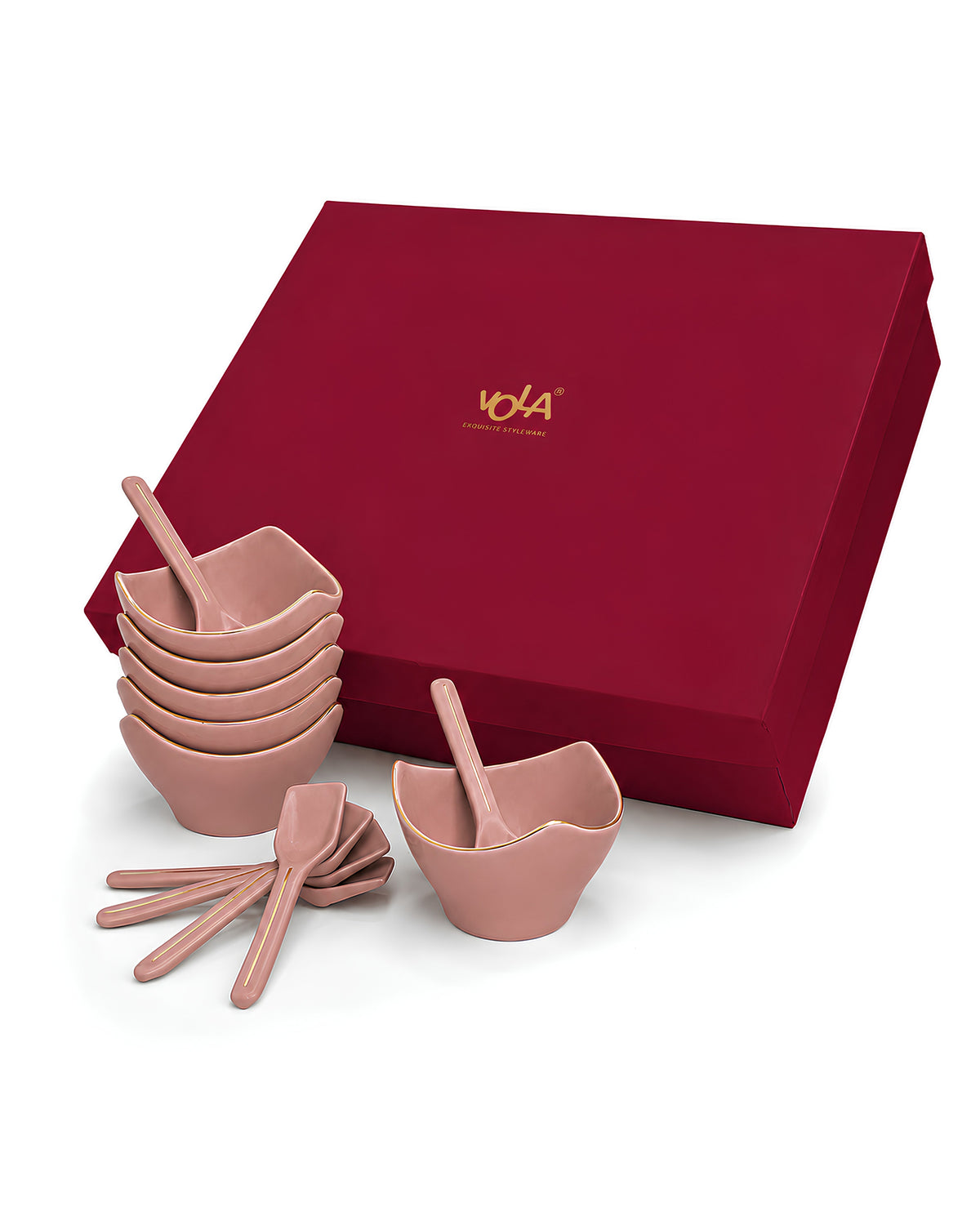 Bloom Vegas Fine Porcelain Dessert Set with Gold Detailing - Set of 6