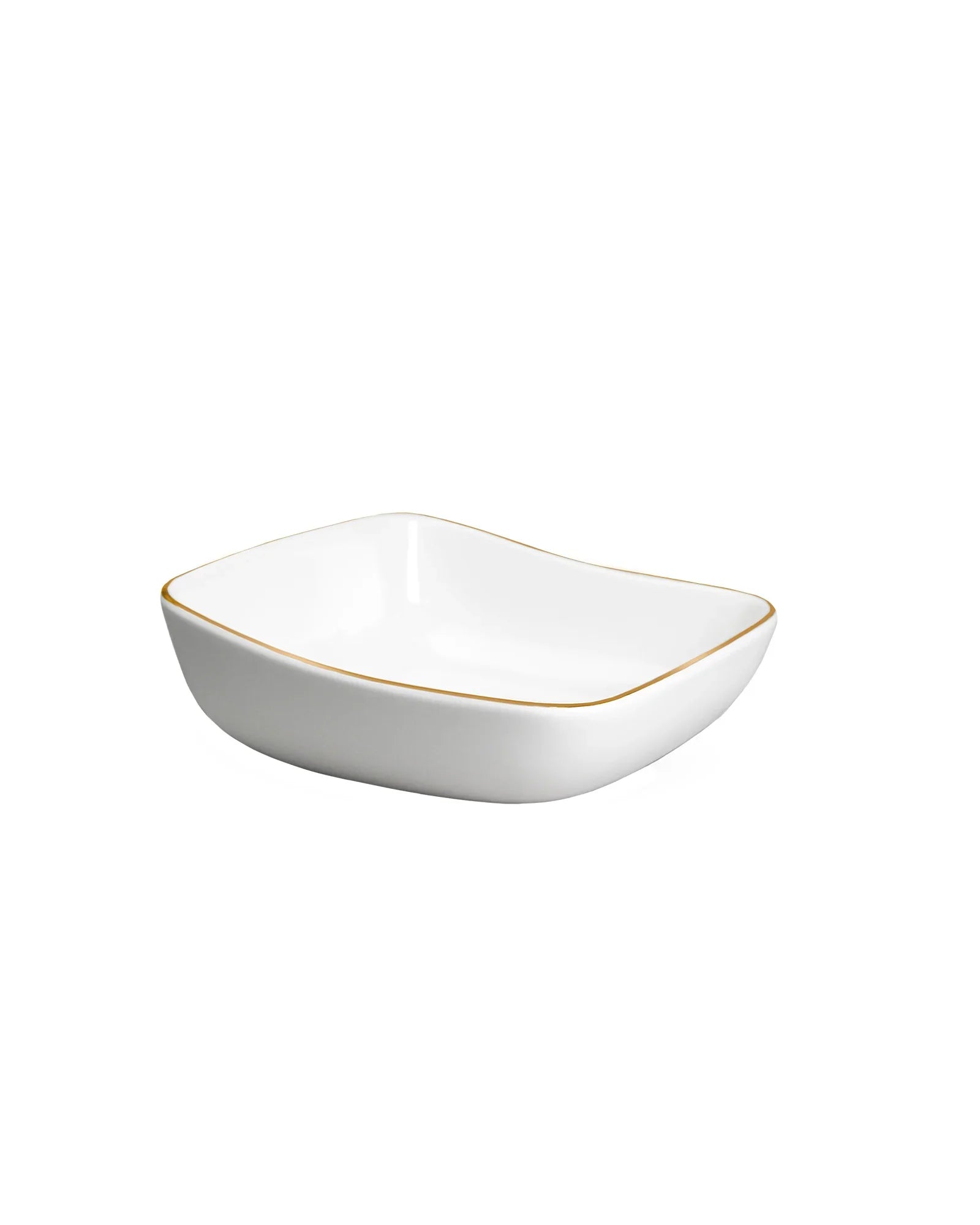 Gaj Fine Porcelain Curved Square Bowl Set of 4 – Platinum Rim with Elephant Motif - Vola Global