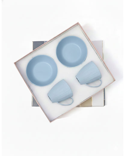 Vogue Collection 2 Diamond Mug &amp; 2 Coupe Bowl Set of 4 in Fine Porcelain