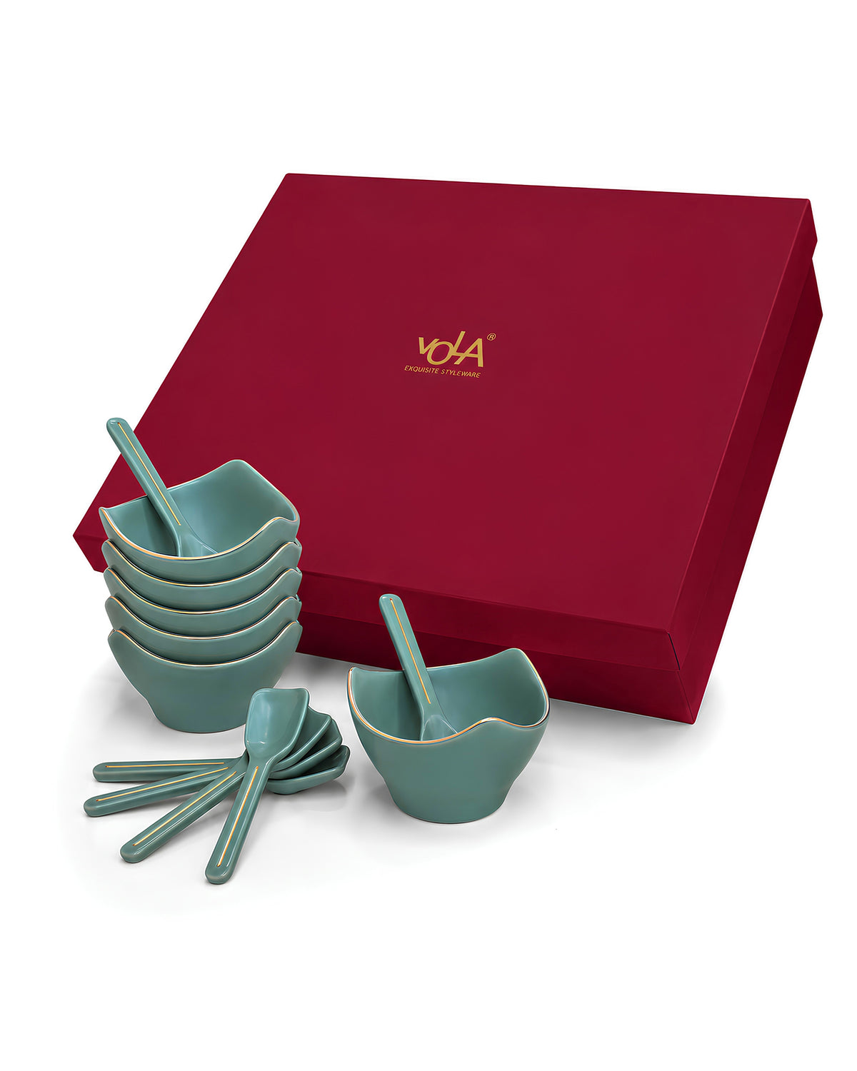 Bloom Vegas Fine Porcelain Dessert Set with Gold Detailing - Set of 6