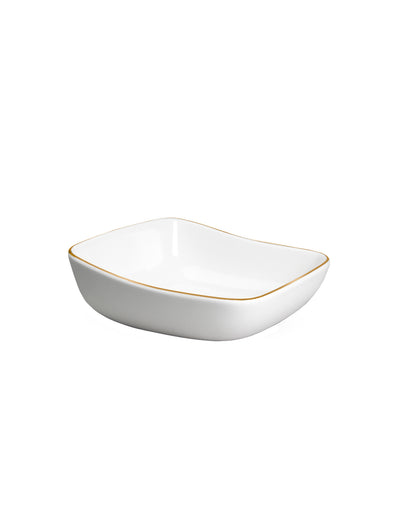 Set of 2 || Gaj Square Bowl (Curve Shaped) (Gold)