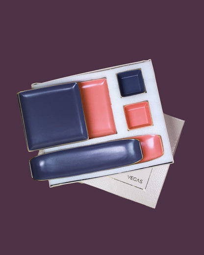Strawberry Ice and Opaque Blue / Set of 6 || Bloom Vegas Soirée Combo Set - Elevate Your Table with Stylish Versatility