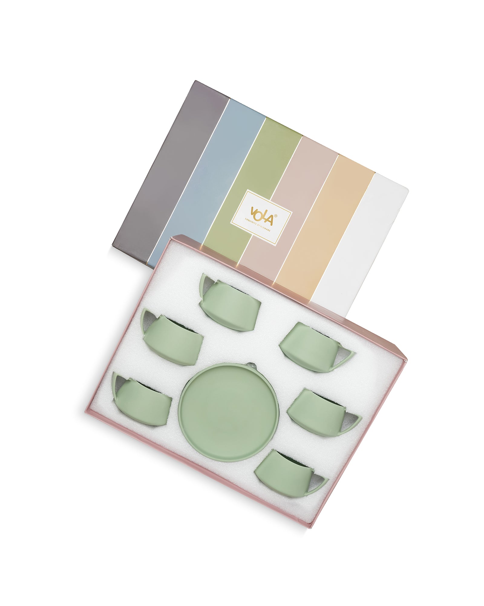 Vogue Elevated Fine Porcelain Cup &amp; Saucer Set of 12 – Elevated Base Design for Tea &amp; Coffee