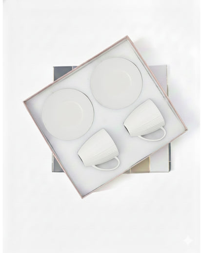 Vogue Collection 2 Diamond Mug &amp; 2 Coupe Bowl Set of 4 in Fine Porcelain