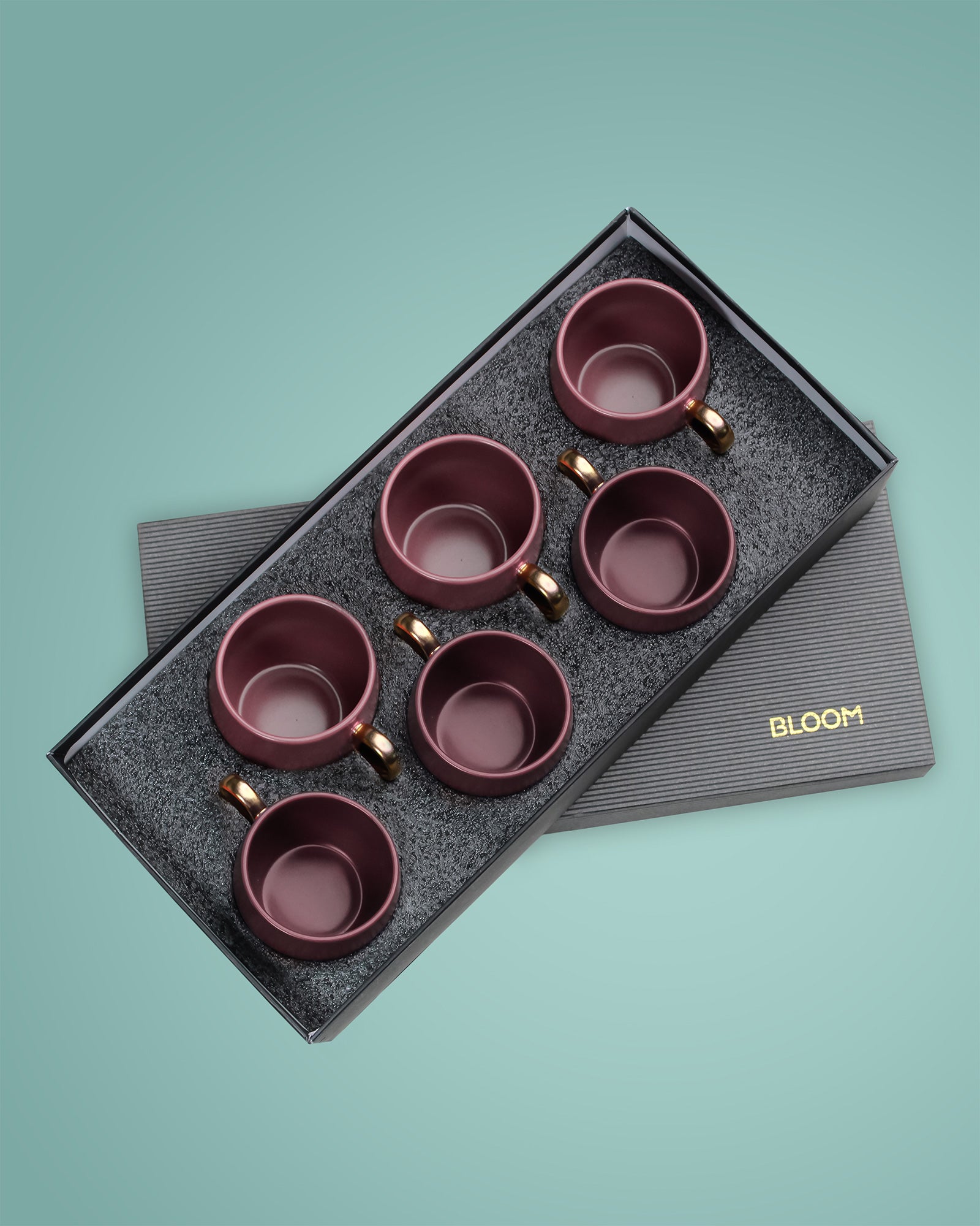 LAVENDER HERB / Set of 6 * 220ml || Bloom luxurious Tea Mug | Golden handle