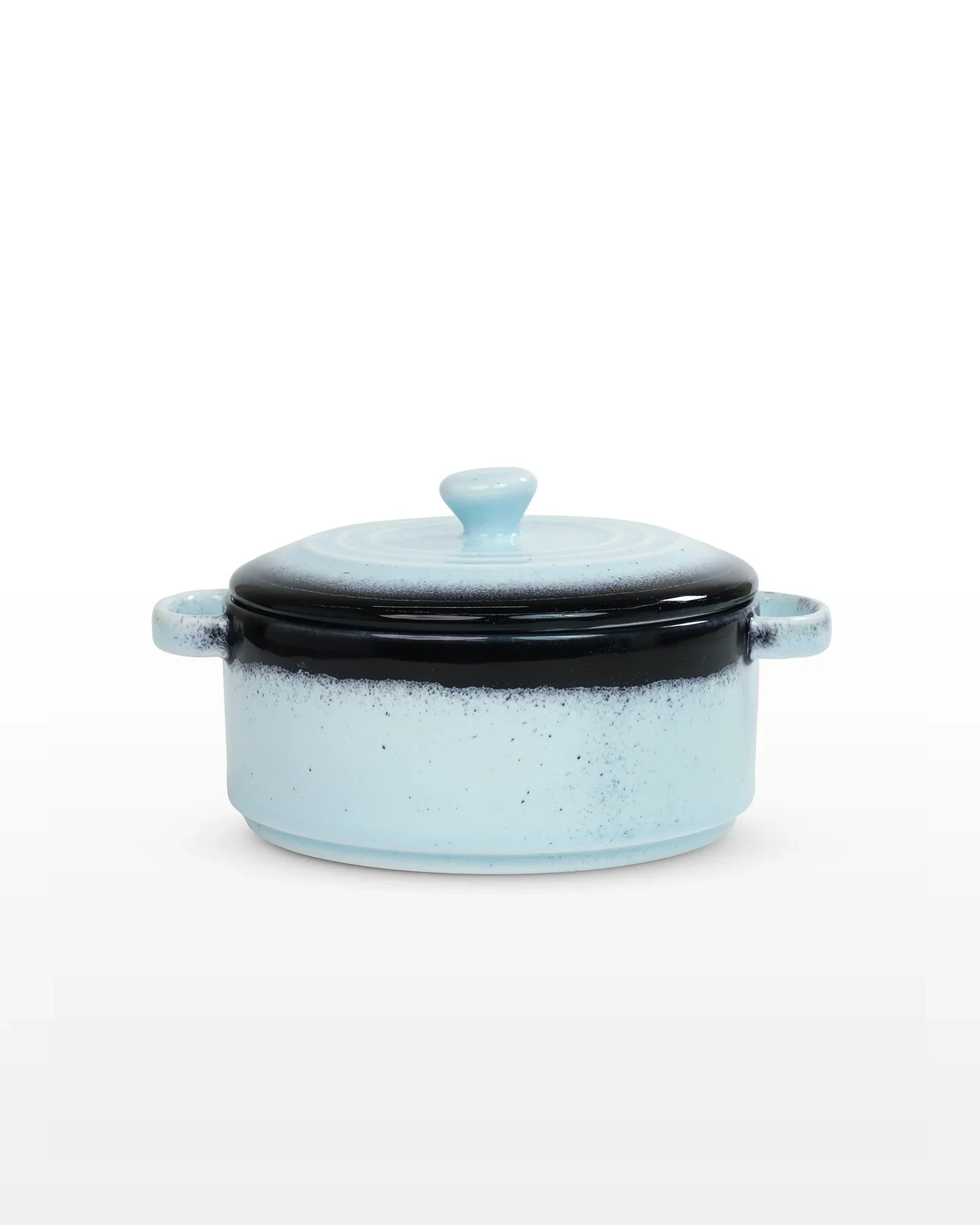 Prisma Fine Porcelain Round Casserole Set (10 cm, 12 cm &amp; 14 cm) with Lids – Ice Blue Cook &amp; Serve - Vola Global