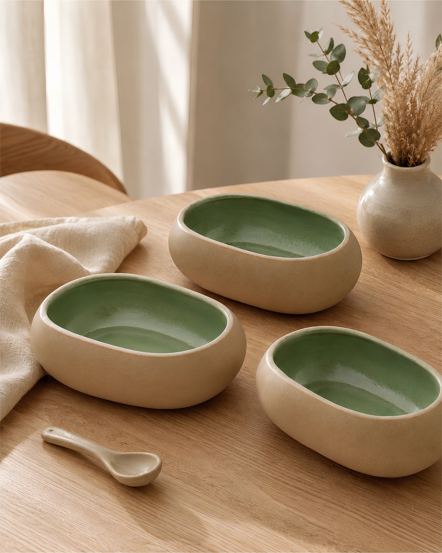 Earthen Soul Oval Set | 3 Oval Bowls | Earth Porcelain