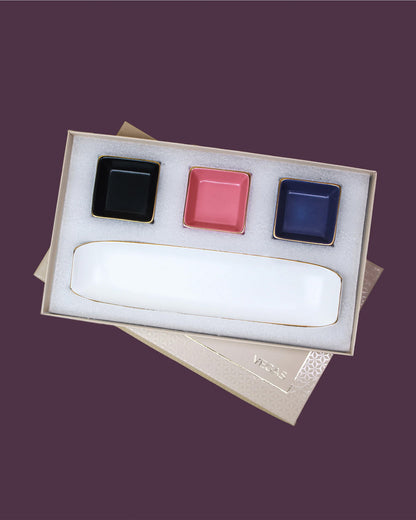 Black; Strawberry Ice; Opaque Blue || Bloom Vegas Soirée Combo Set of 4 - Elevate Your Gathering with Culinary Elegance
