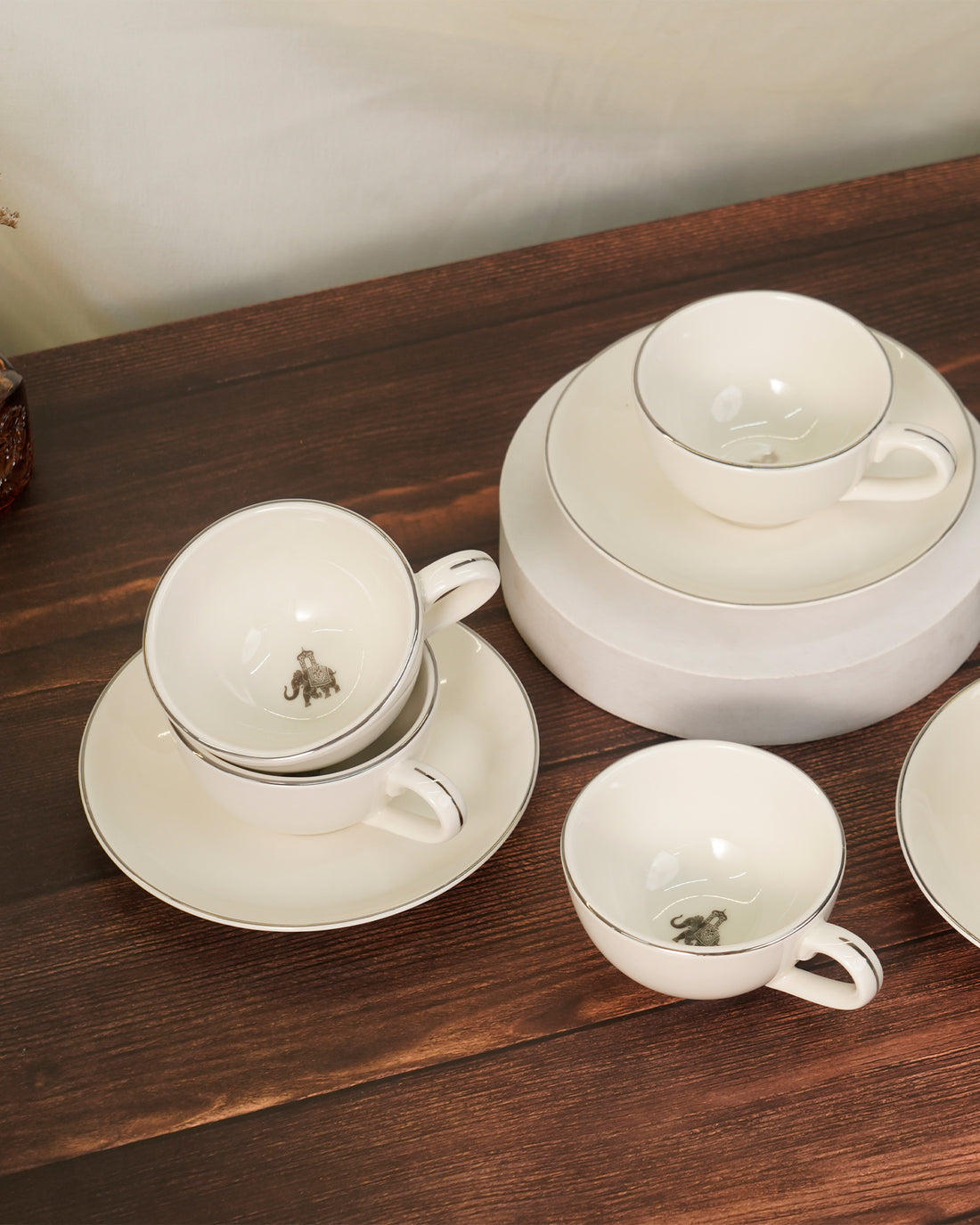 Gaj Collection Cookie Delight Brew Set – 12 Pc Premium Porcelain Tea Cup &amp; Saucer Set (160ml) | Platinum Rim