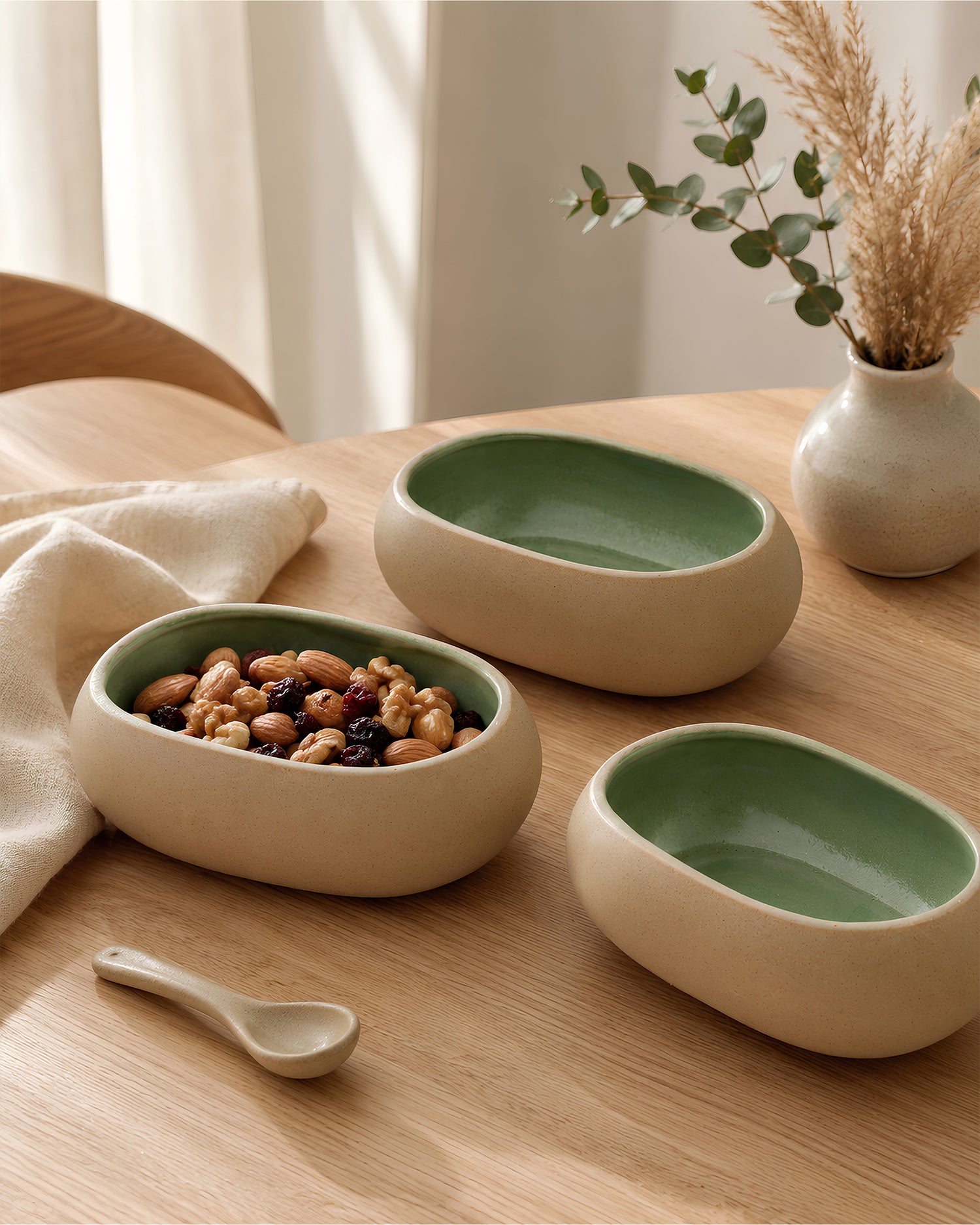 Earthen Soul Oval Set | 3 Oval Bowls | Earth Porcelain