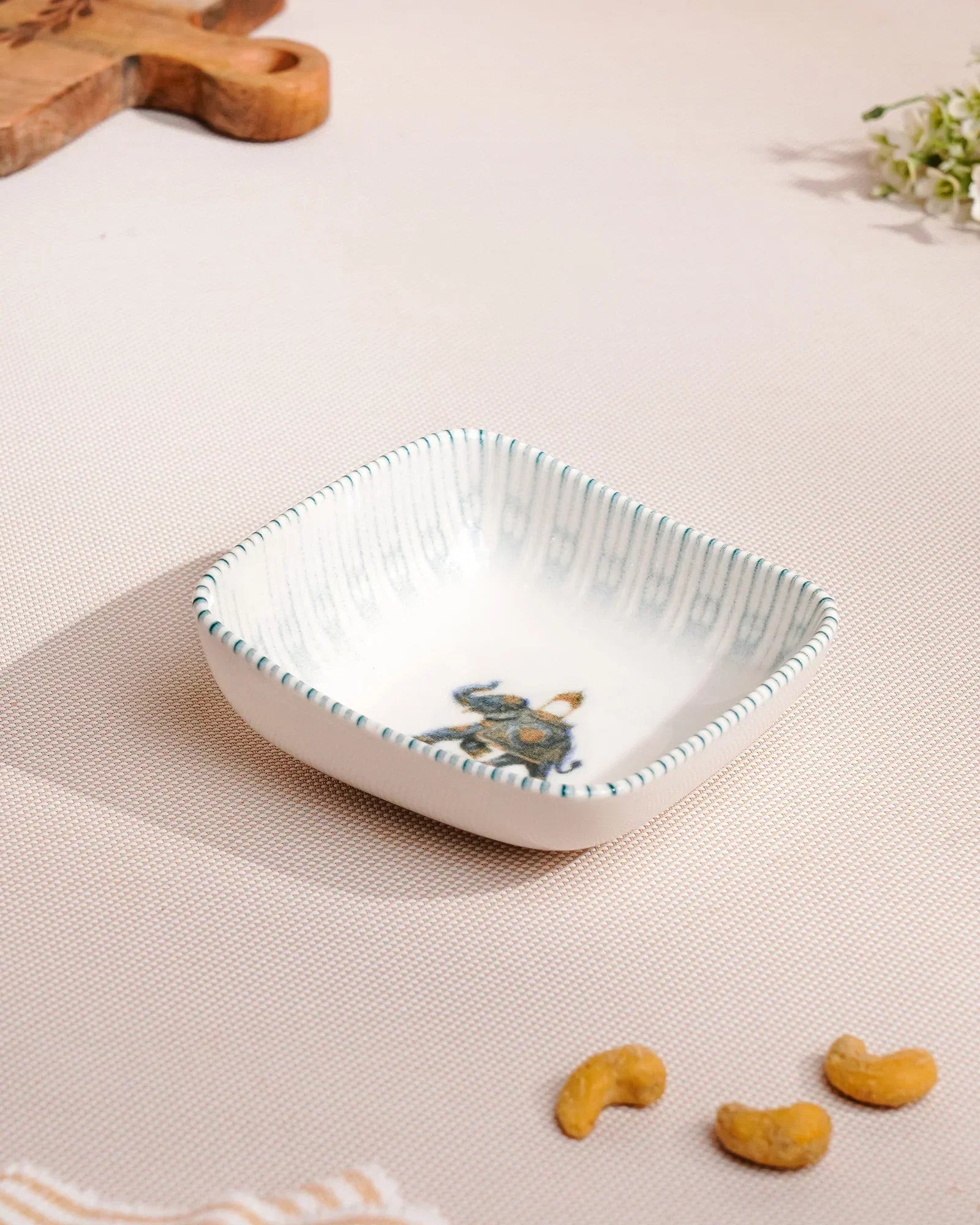 Pixel Square Elevated Fine Porcelain Bowl – 12 cm Snack Bowl with Pixel Design - Vola Global