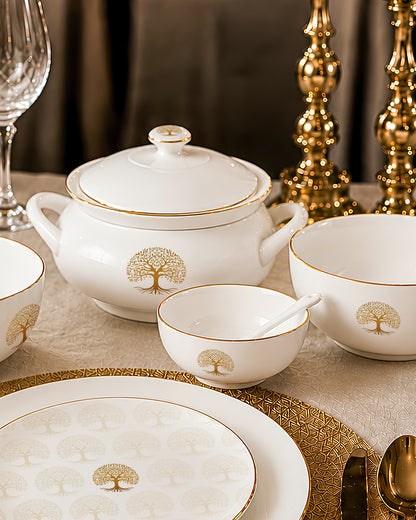 TREE OF LIFE 20-Piece Dinner Set | Gold Botanical Emblem | Limited Edition Legacy Collection
