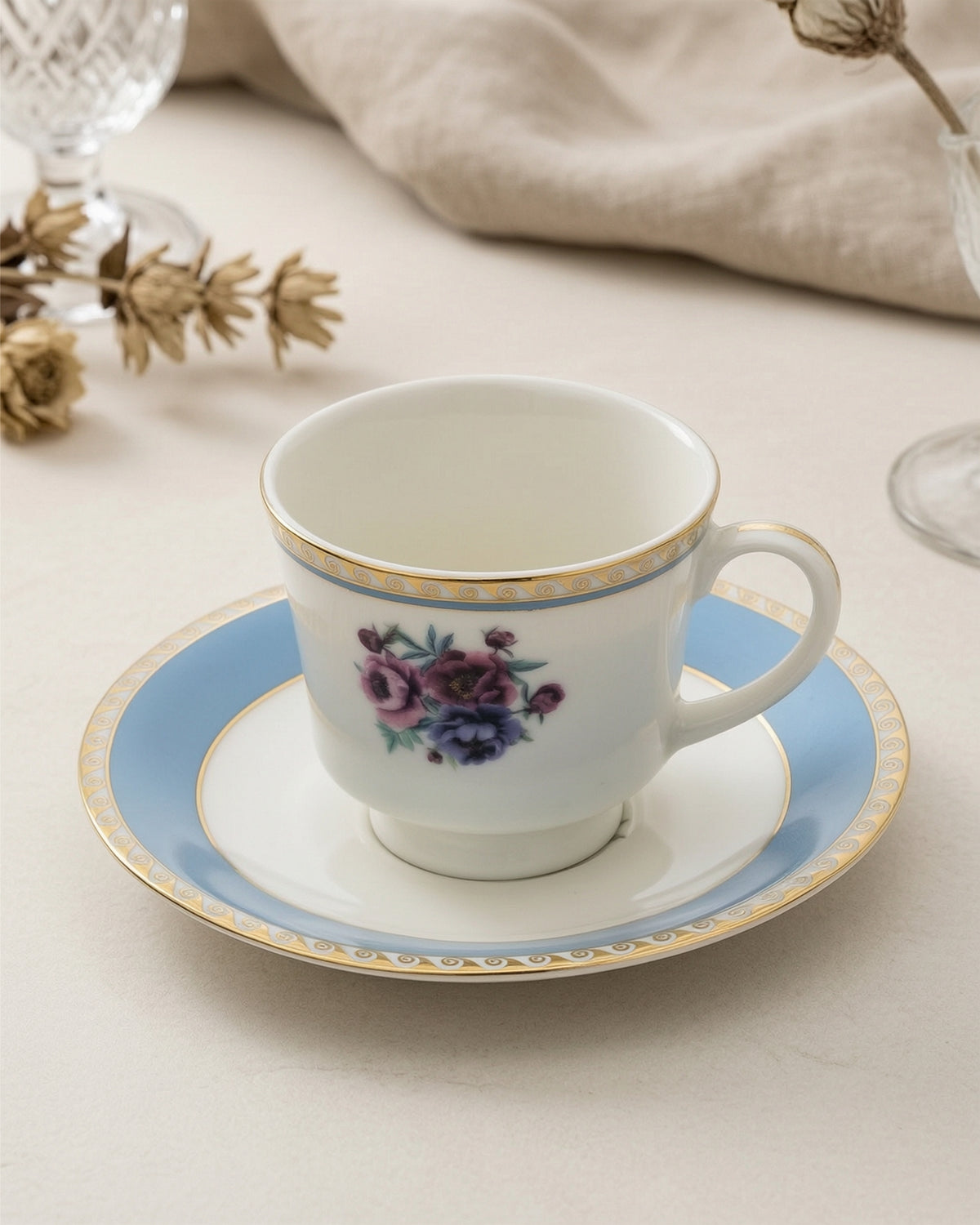 Peony Fine Porcelain Cup &amp; Saucer Set