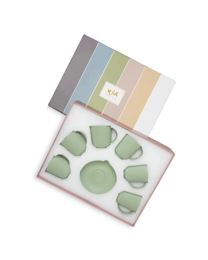 Vogue Conical Fine Porcelain Cup &amp; Saucer Set of 12 – Modern Tapered Design for Tea &amp; Coffee