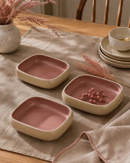 Earthen Soul Recta Set | 3 Rectangle Bowls | Earth Porcelain