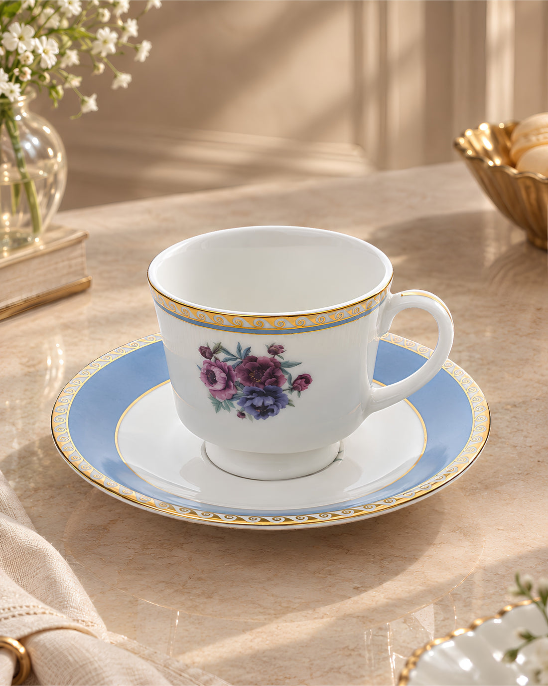 Peony Fine Porcelain Cup &amp; Saucer Set
