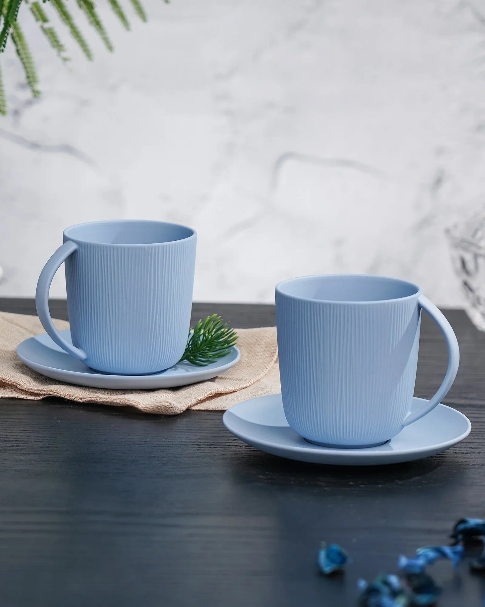Vogue Conical Fine Porcelain Cup &amp; Saucer Set of 4 – Modern Tapered Design for Tea &amp; Coffee - Vola Global