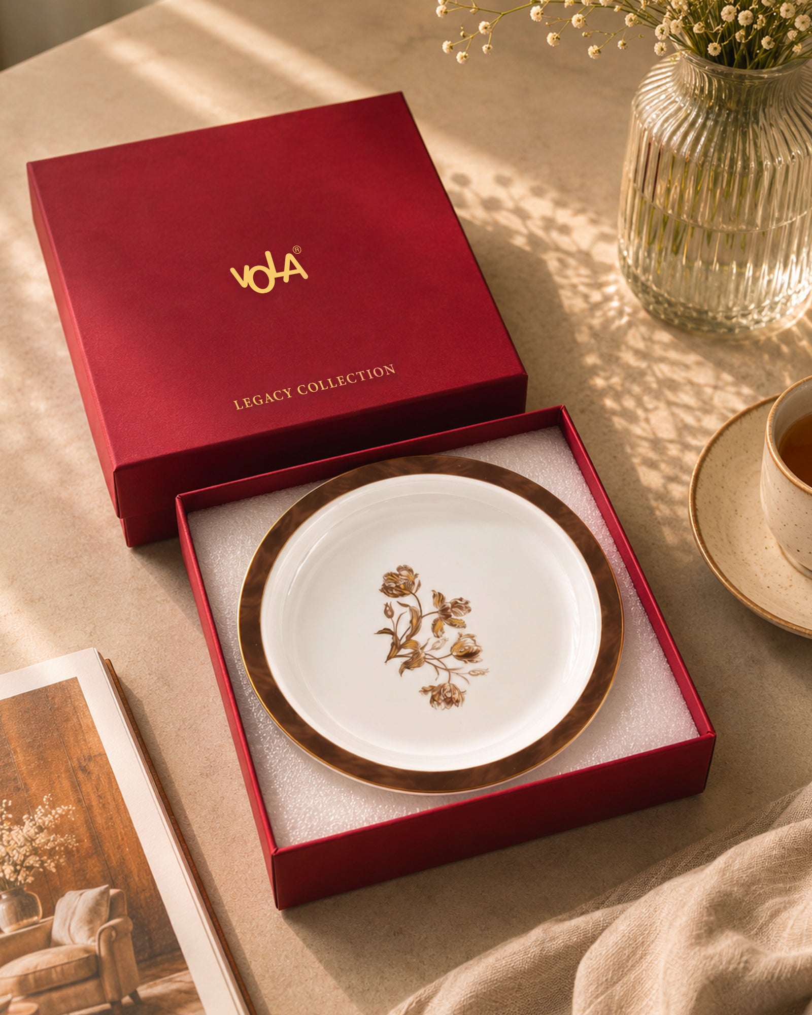 Vola Sepia Garden 21cm Plate | Limited Edition Gold Rim