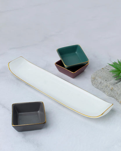 Pebble Grey; Lavender Herb; Viridian Green || Bloom Vegas Soirée Combo Set of 4 - Elevate Your Gathering with Culinary Elegance