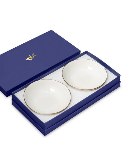 Pristine Collection Coupe Deep Plate – Set of 2 (18 cm) | Porcelain with Gold Rim