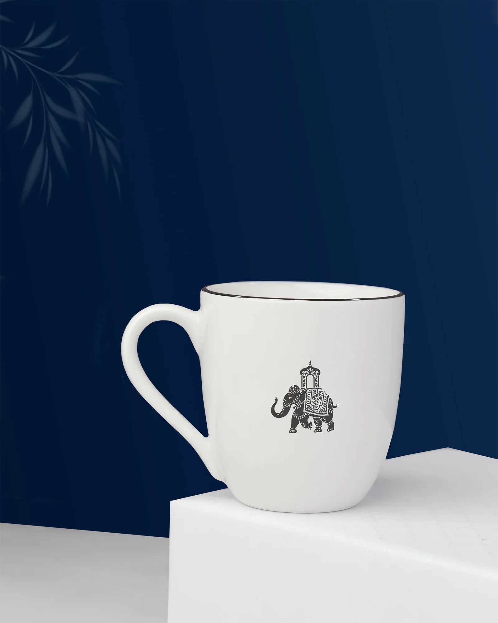 Gaj Mini Sip Cup Set of 6 – Fine Porcelain Cups with Elephant Motif - Vola Global
