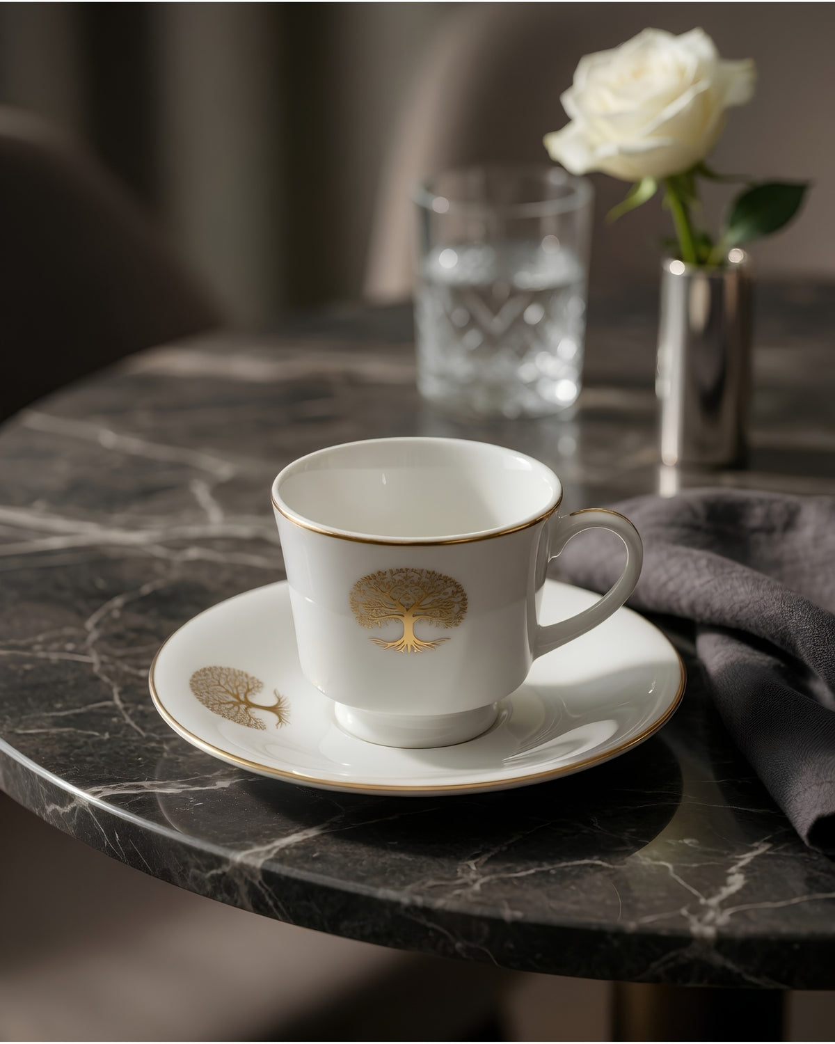 Tree of Life Fine Porcelain Cup &amp; Saucer Set